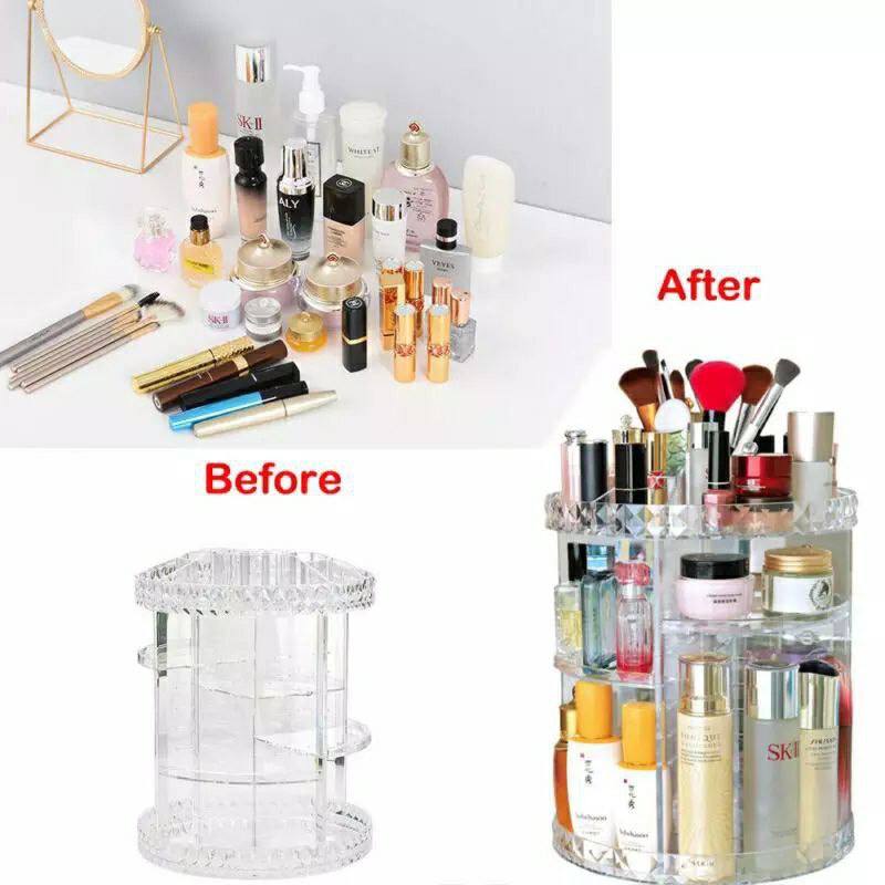 منظم المكياج القابل للدوران 360 درجة الحجم الكبير Rotating Makeup Organizer Box