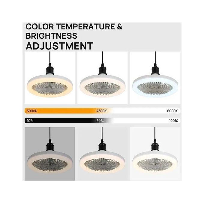 مروحة سقف LED للإضاءة الداخلية Ventilateur de plafond avec lumière intégrée et télécommande, 30W, ventilateur silencieux