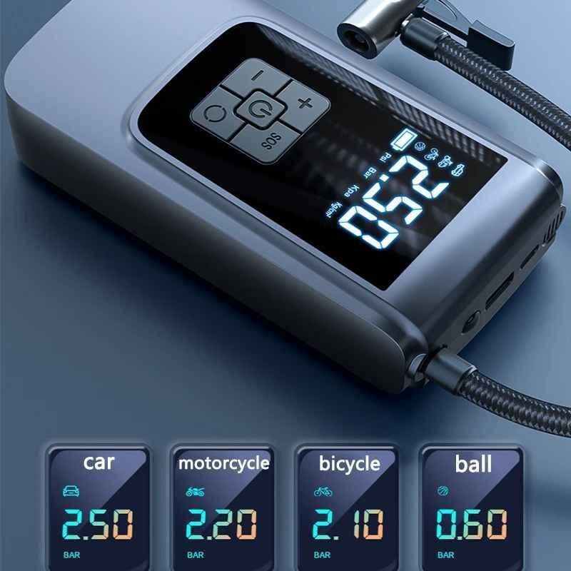 مضخة هواء كهربائية ذكية للكشف عن الإطارات بطارية طويلة الأمد Pompe à air électrique Gonfleur de pneu Portable Compresseur d'air pour voiture