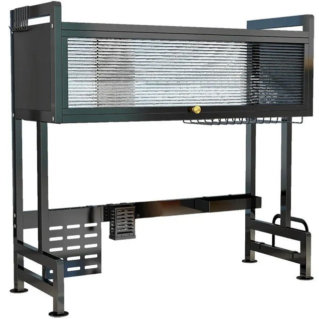 رف تجفيف الأطباق للمطبخ مع باب خزانة