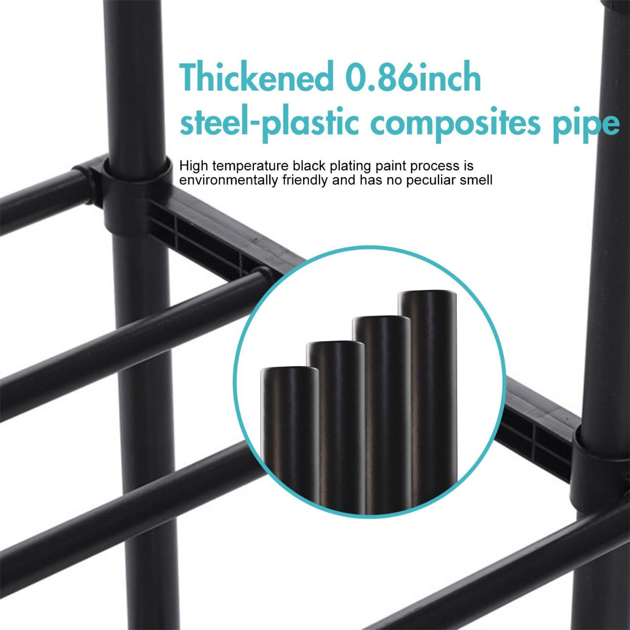 علاقة ملابس معدنية، رف أحذية بعجلات بثلاثة صفوف 140X85X145cm Cintre à vêtements, métal, étagère à chaussures à roulettes à trois rangées