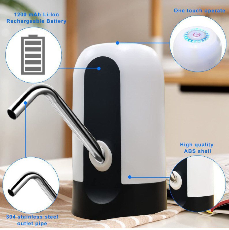 Water dispenser Pompe à eau électrique rechargeable pour bouteilles d'eau مضخة مياه كهربائية قابلة لإعادة الشحن لزجاجات المياه