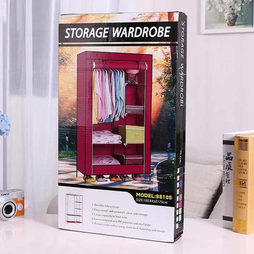Armoire à vêtements portable amovible avec tissu non tissé et tige de suspension