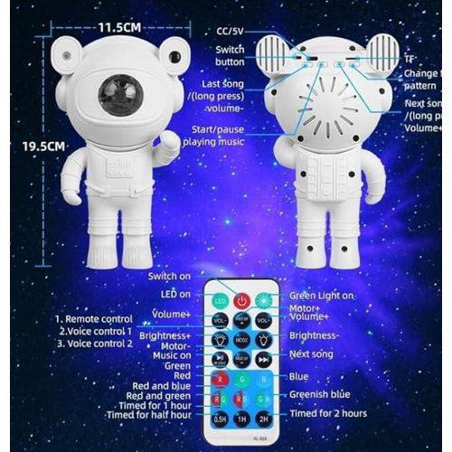 projecteur de galaxie amélioré astronaute étoile lampe nébuleuse lune plafond ciel veilleuse avec minuterie et haut-parleur Bluetooth à distance