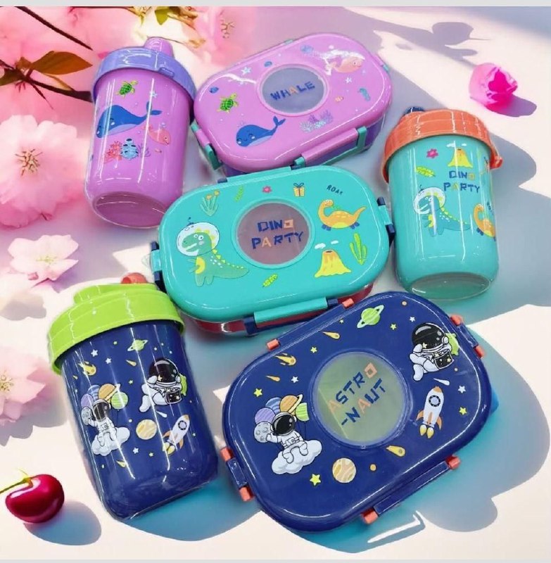 Ensemble de déjeuner et une bouteille d'eau pour enfants, avec un thème de dinosaures
