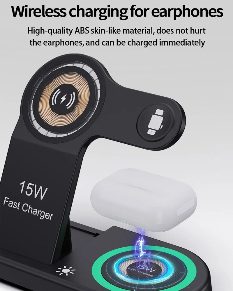 Fast charger 15W 15W 3-en-1 chargeur de téléphone sans fil multifonction pliable réglable charge sans fil AK1006