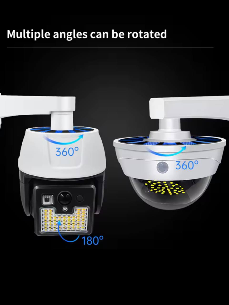 Faux caméra de surveillance solaire avec des capacités de rotation multiples