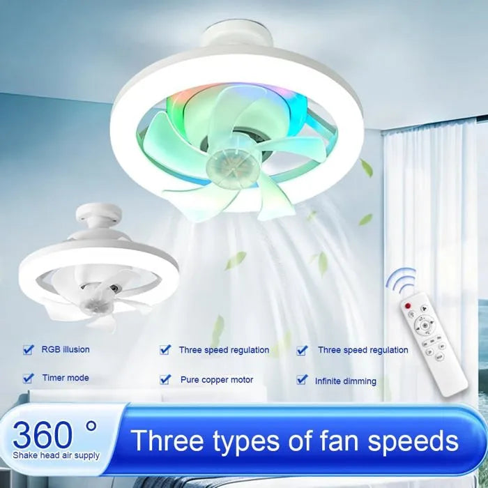 مروحة سقف مزودة بإضاءة مدمجة Ventilateur de plafond RGB avec douille E27 Ventilateur de plafond avec luminaire intégré