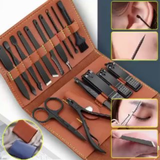 محفظة أدوات العناية بالأظافر، مجموعة قص الأظافر من 16 قطعة Outils de soin des ongles Ensemble de coupe-ongles 16 pièces