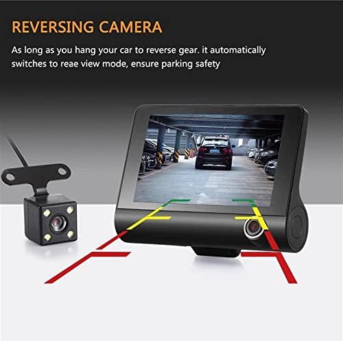 Video Car DVR كاميرا تسجيل قيادة ثلاثية العدسات 1080P للرؤية الليلية 1080P مع مستشعر تسارع ومساعدة في ركن السيارة و170 درجة
