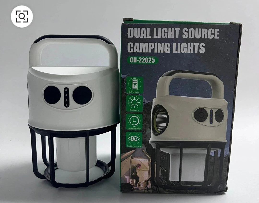 مصباح تخييم LED قابل لإعادة الشحن بإضاءة مزدوجة CH-22025 Dual Light Source Camping Lights Lampe de Camping LED Rechargeable Double Éclairage