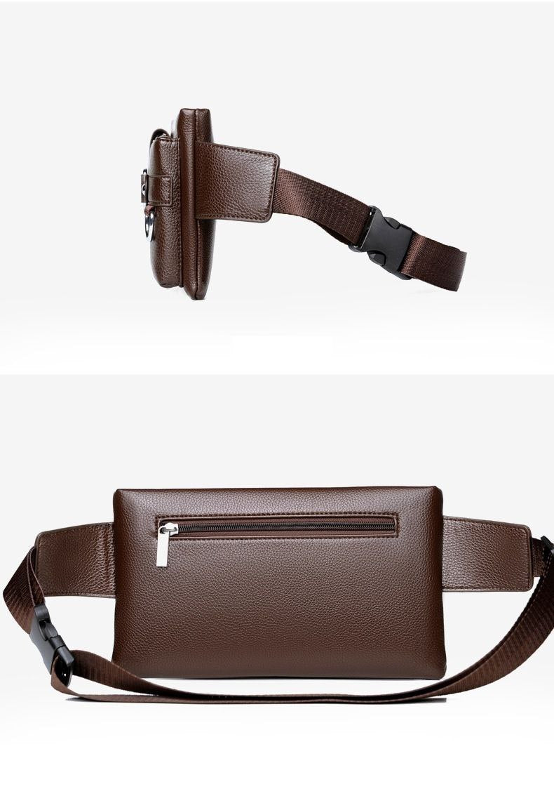 Sac à ceinture en cuir pour homme, sacoche de voyage, pochette