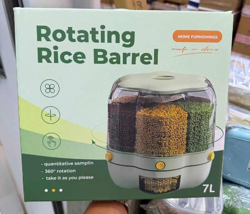 7L منظم القطاني 7 لتر الحجم الكبير Rotating Rice Barrel Distributeur et rangement hermétique pour céréales et légumineuses