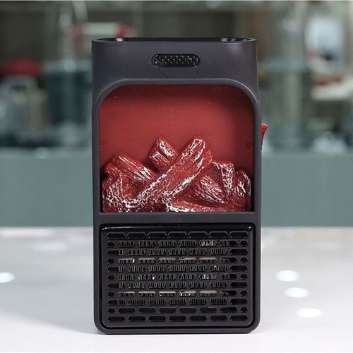 Mini Chauffage Effet Flamme avec Télécommande, 900W Mini Electric Flame Heater
