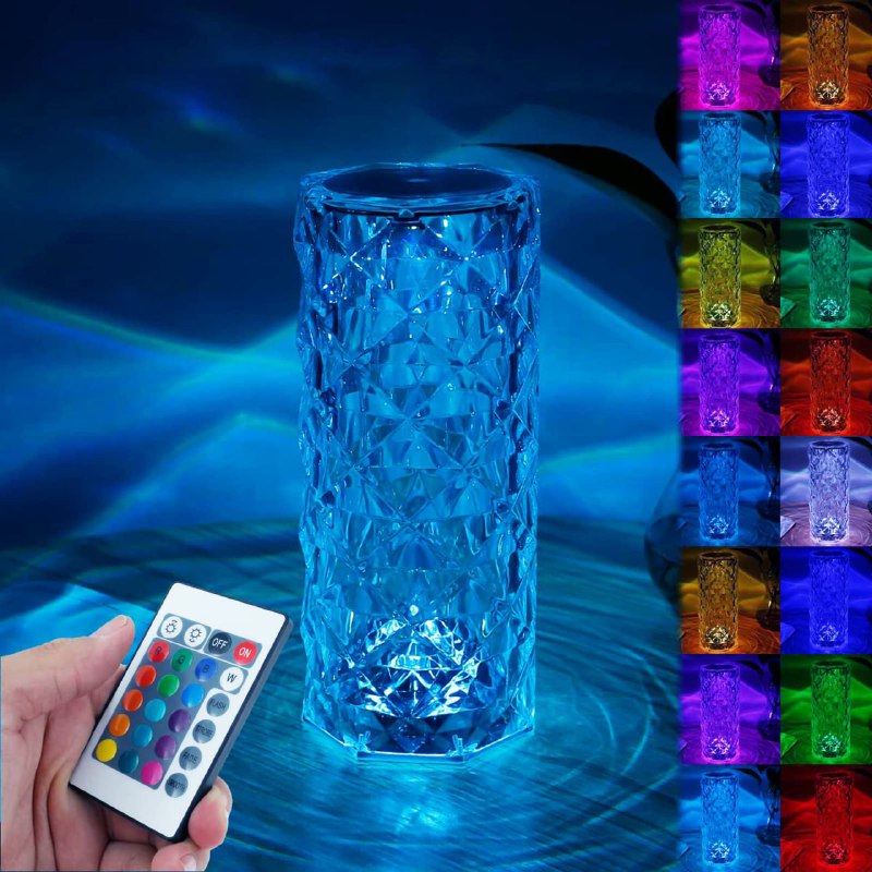 مصباح زجاجي شفاف بتصميم كريستال USB CHARGING Touch Lamp