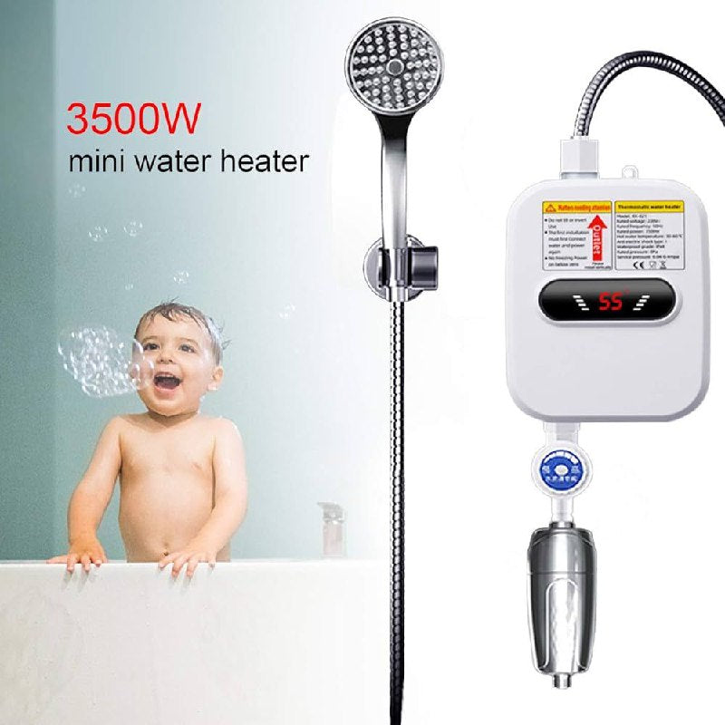 Chauffe-eau électrique instantané de 3500W avec une tête de doucheWater heater