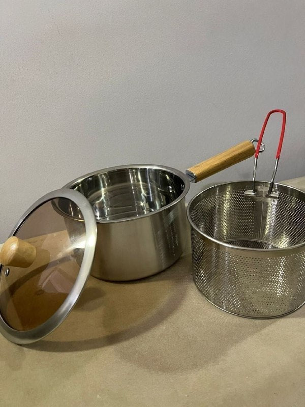 Friteuse en acier inoxydable Casserole قلاية الزيت مقلاة عميقة من الفولاذ المقاوم للصدأ مزودة بسلة قابلة للإزالة