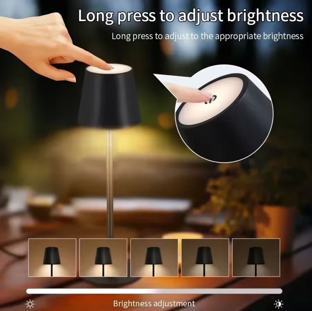 Lampe de Table Sans Fil, Rechargeable par USB, Joli Tactile, Étanche, pour Chambre à Coucher
