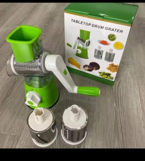 Tabletop drum grater Coupe-légumes manuel, trancheuse oignon pomme de terre carotte râpe avec 3 lames مبشرة جبن قطاعة ماندولين، مطحنة