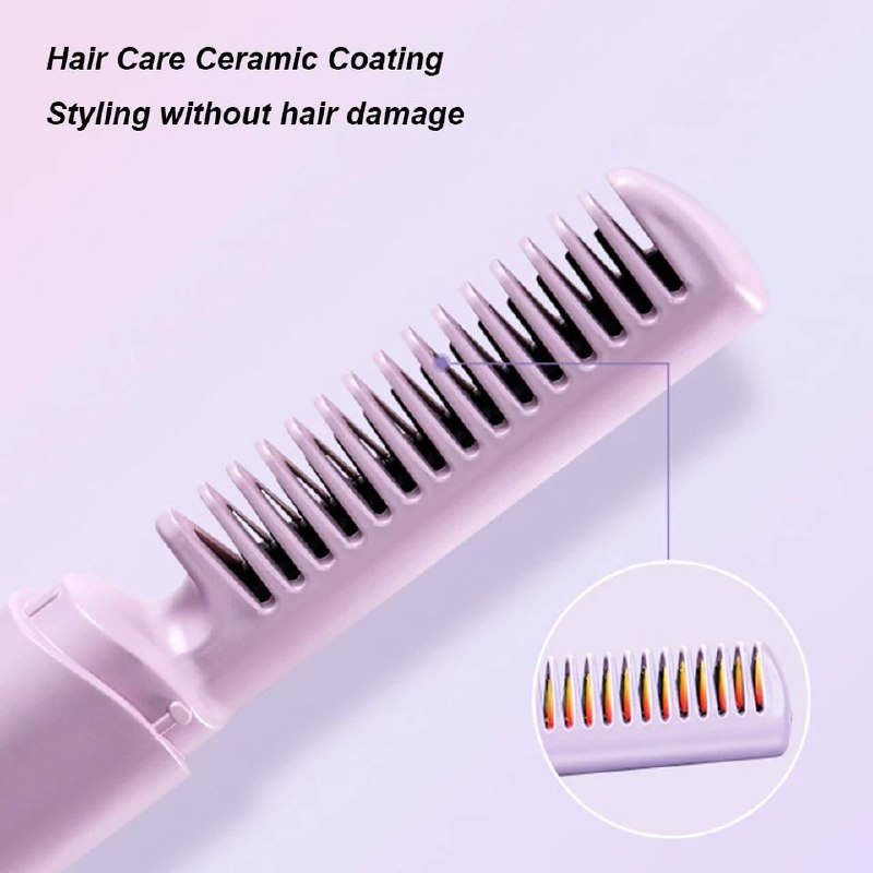 مشط حراري للشعر بحجم صغير وقابل للشحن عبر USB Portable Hair Straightening Tool USB Chargeable