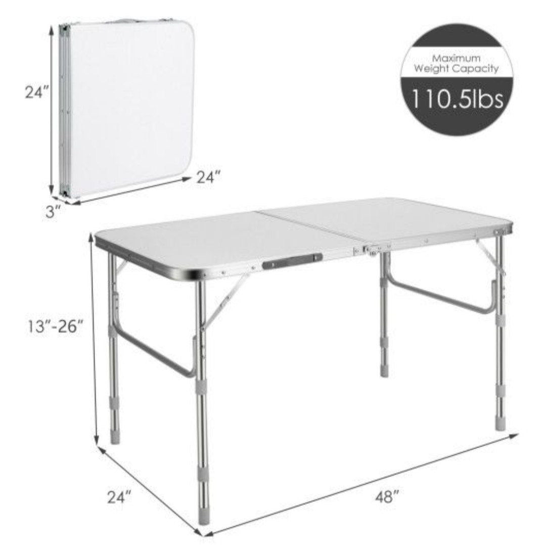 Table pliante en aluminium Hauteur réglable Table de camping