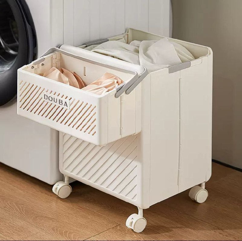 Corbeille à Linge Sale Pliable Mobile avec Panier Suspendu سلة غسيل متسخة قابلة للطي ومتنقل مع سلة معلقة