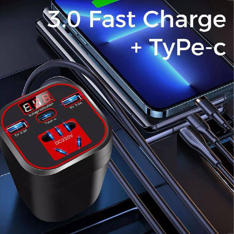 Convertisseur onduleur de voiture 200W Adaptateur 12/24 V vers prise de courant 220 V Chargeur rapide