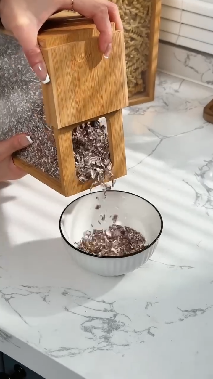 علبة طعام زجاجية محكمة الغلق موزع طعام من الخيزران 3لتر حاوية تخزين طعام منظم المؤن