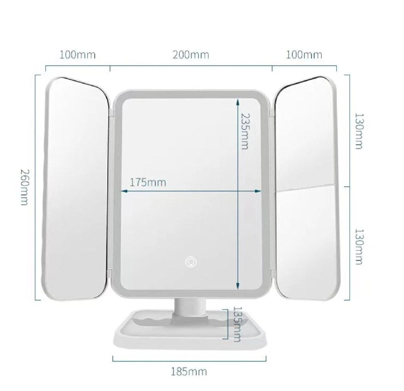 Miroir مرآة مكياج مبتكرة مع إضاءة LED وشاشة لمس