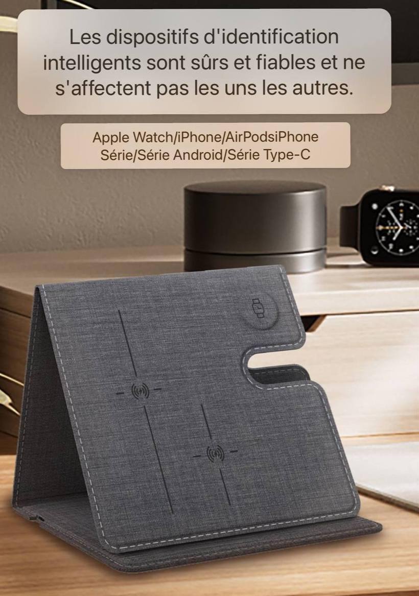 3IN1 Foldable wireless Charger 15W Station de charge sans fil Triplo RCS