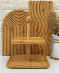 Présentoir de gateaux en bois de bamboo Rectangulaire