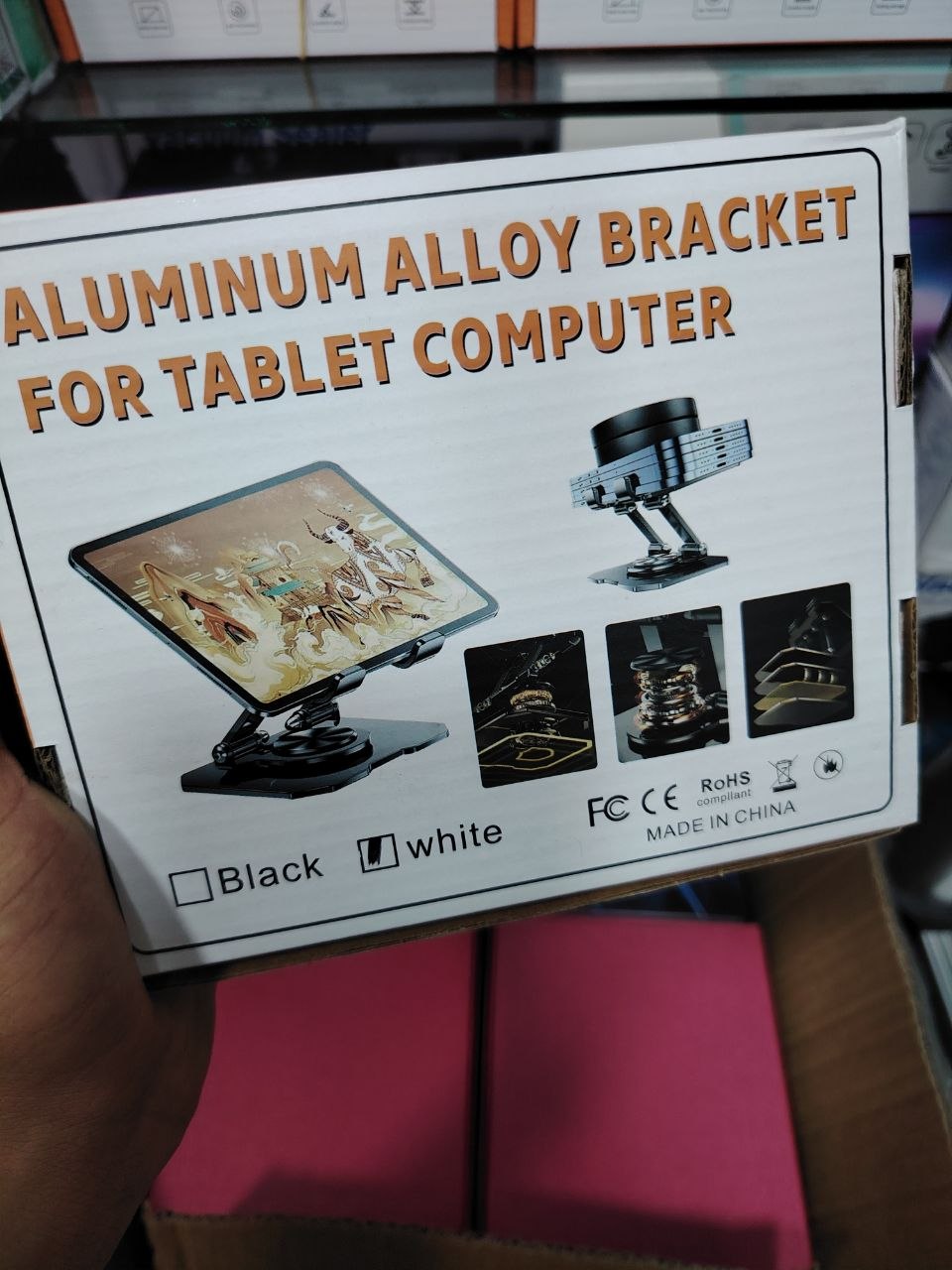 حامل كمبيوتر لوحي من الألومنيوم يدور 360 درجة، حامل سطح مكتب Support de tablette rotatif 360 en aluminium, Aluminium alloy bracket for tablet computer