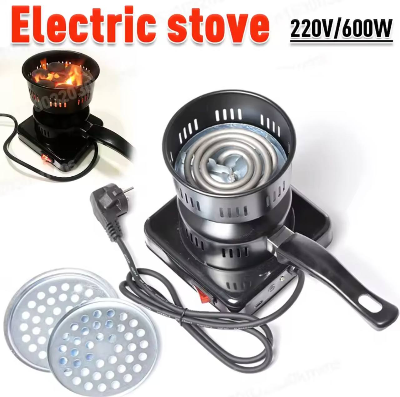Electric stove 220V 600W Brûleur de charbon موقد فحم، موقد كهربائي، سخان مياه للشاي والقهوة