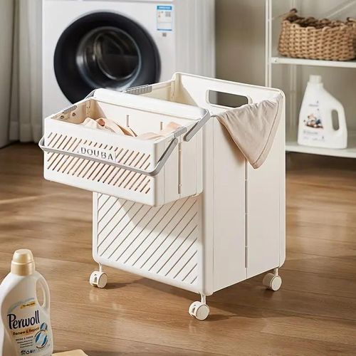 Corbeille à Linge Sale Pliable Mobile avec Panier Suspendu سلة غسيل متسخة قابلة للطي ومتنقل مع سلة معلقة