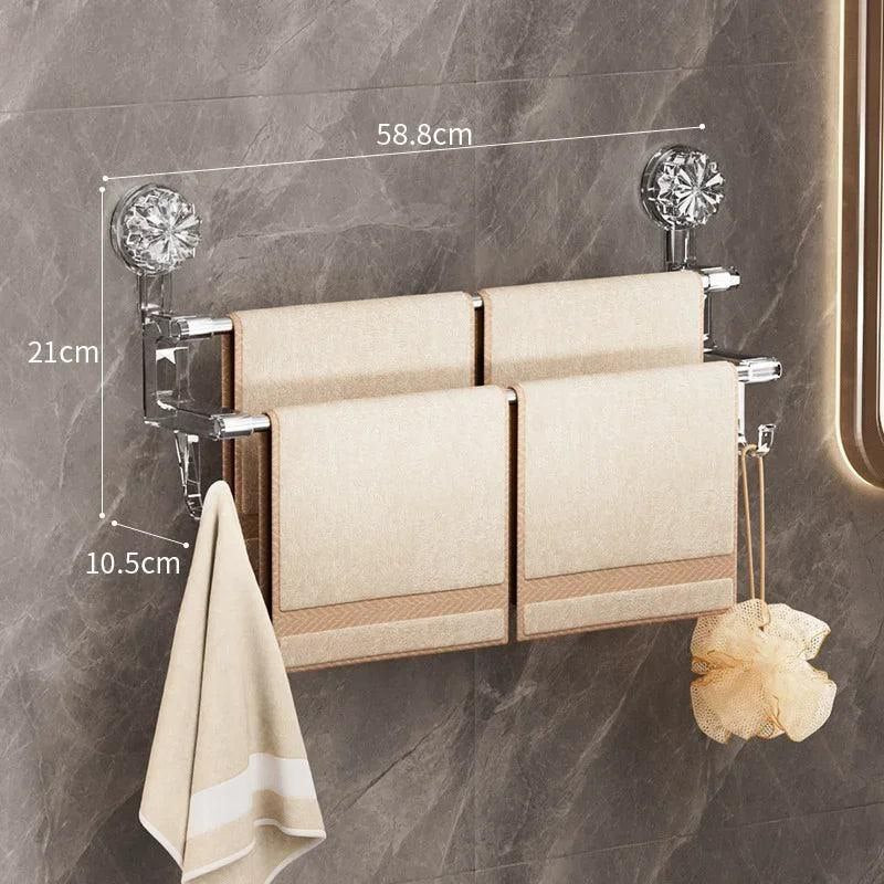 Porte-serviettes à ventouses double رف مناشف ذو كوب شفط مزدوج