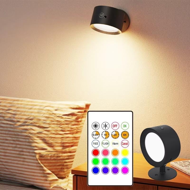 مصباح جداري LED RGB مزود ببطارية قابلة للشحن ومنفذ USB Applique murale LED RGB avec batterie rechargeable