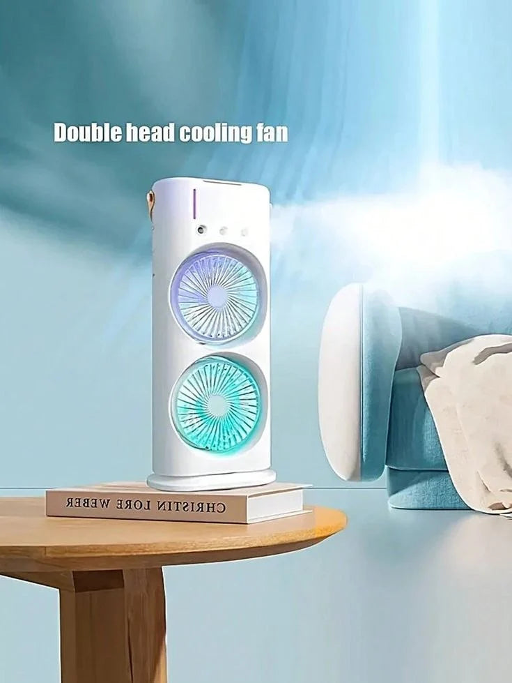 مروحة تكييف هواء صغيرة برأسين، 3 سرعات، قابلة لإعادة الشحن Ventilateur mini Climatiseur à Double tête مروحة تكييف هواء صغيرة برأسين، 3 سرعات، قابلة لإعادة الشحن Ventilateur mini Climatiseur à Double tête