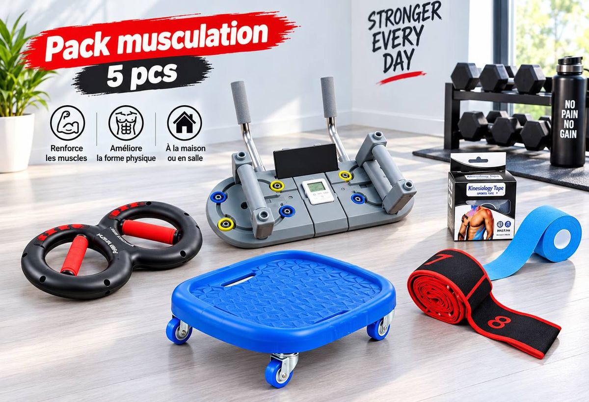 لوحة تمرين الضغط متعددة الوظائف مجموعة تمارين كمال الأجسام 5 قطع PACK MUSCULATION 5pcs