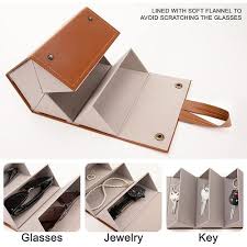 منظم نظارات محمول، صندوق تخزين جلدي قابل للطي، 5أزواج