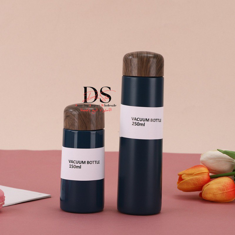 كوب حراري محمول بتصميم خشبي عصري Thermos Stainless Vacuum bottle 150ml