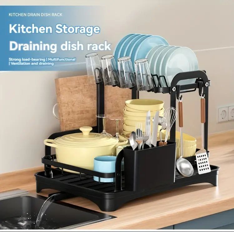Kitchen Storage Draining dish rack رف تجفيف الأطباق للتخزين في المطبخ
