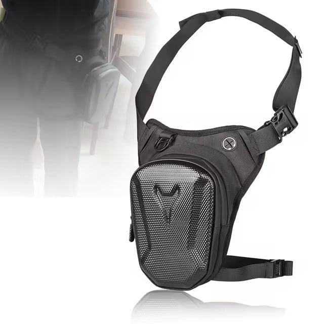 cuisse taille moto pour homme Coque rigi Noir Pochette voyage pour les voyages en plein air, la pêche, la randonnée, le cyclisme