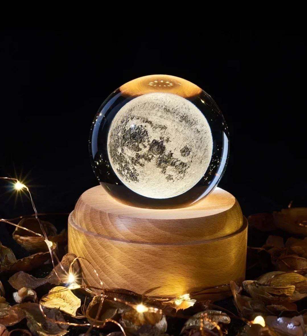 كرة كريستال ثلاثية الأبعاد Boule de cristal 3D avec système solaire
