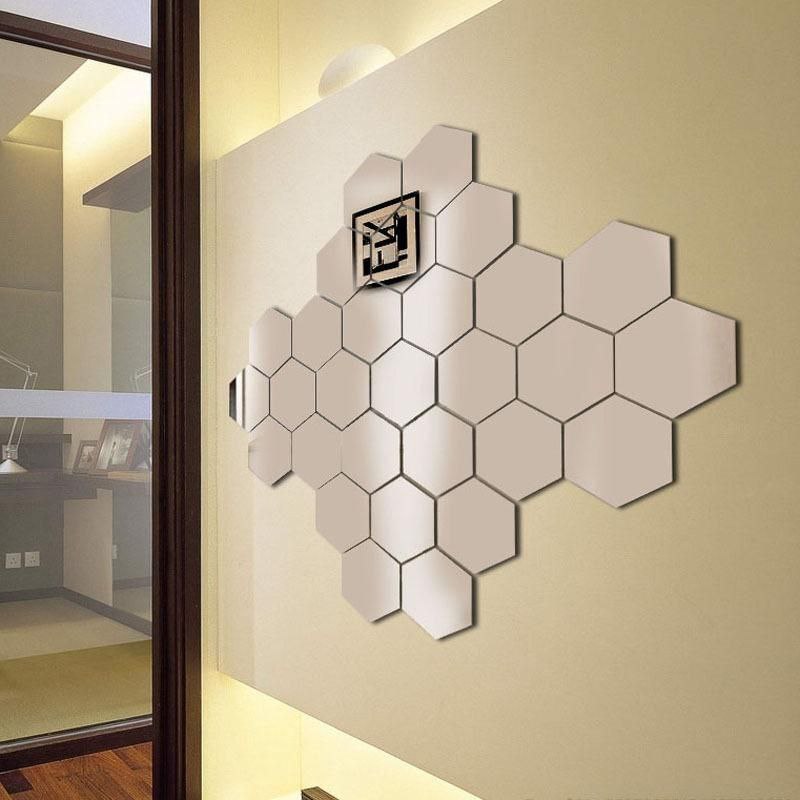 Miroirs autocollants en acrylique argenté 6PCS