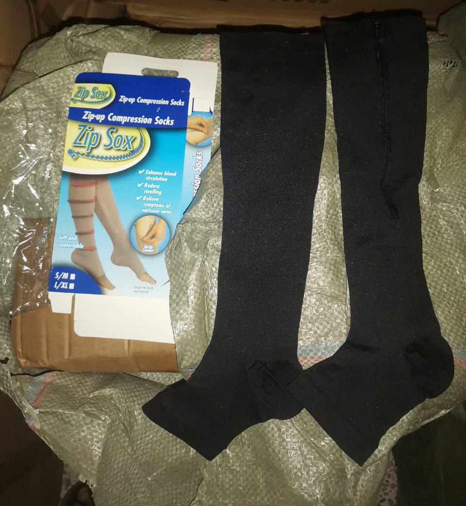 Chaussettes de Compression de Grande Taille pour Femme et Homme Zip Sox جوارب ضغط مقاس كبير للنساء والرجال