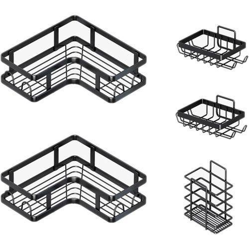 مجموعة من 5رفوف تخزين للحمام، رف تخزين للمطبخ بدون حفر Corner shower caddy