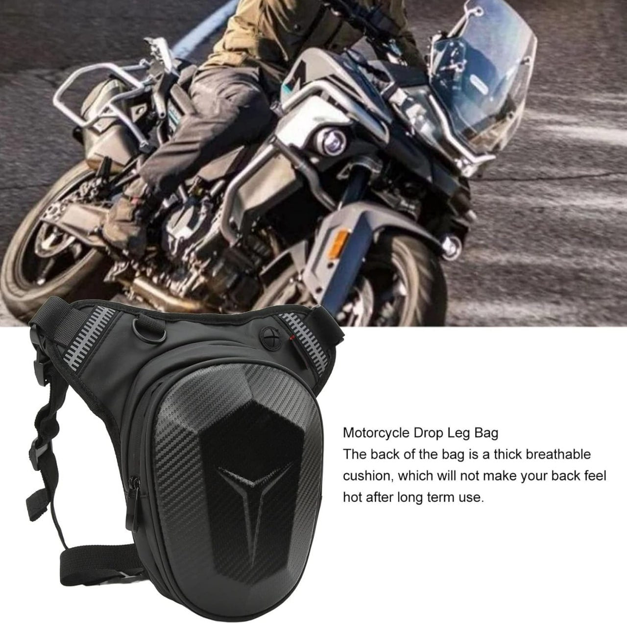 cuisse taille moto pour homme Coque rigi Noir Pochette voyage pour les voyages en plein air, la pêche, la randonnée, le cyclisme