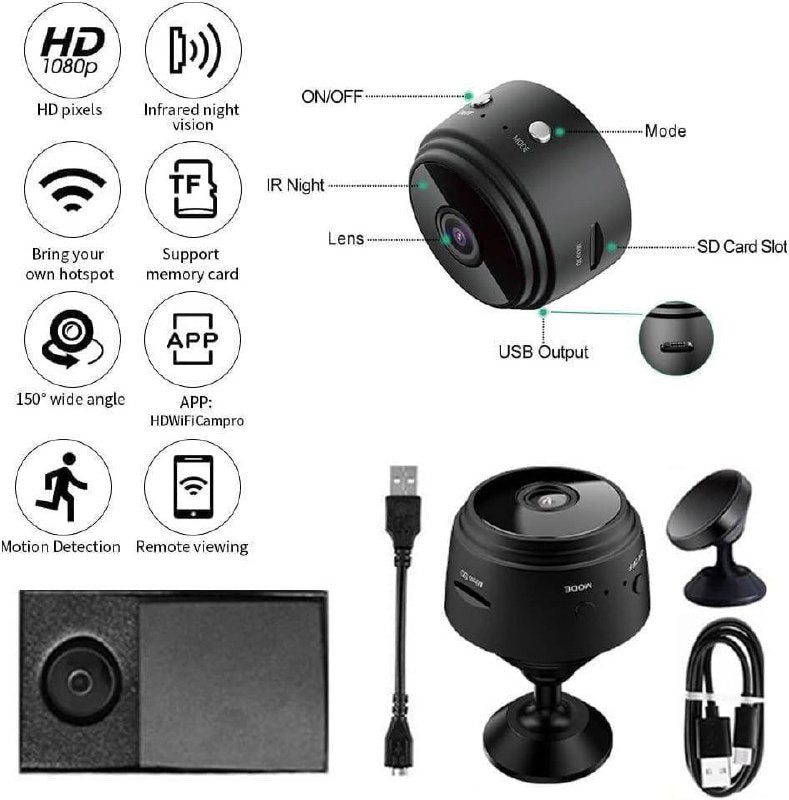 WIFI mini caméra de sécurité magnétique sans fil A9
