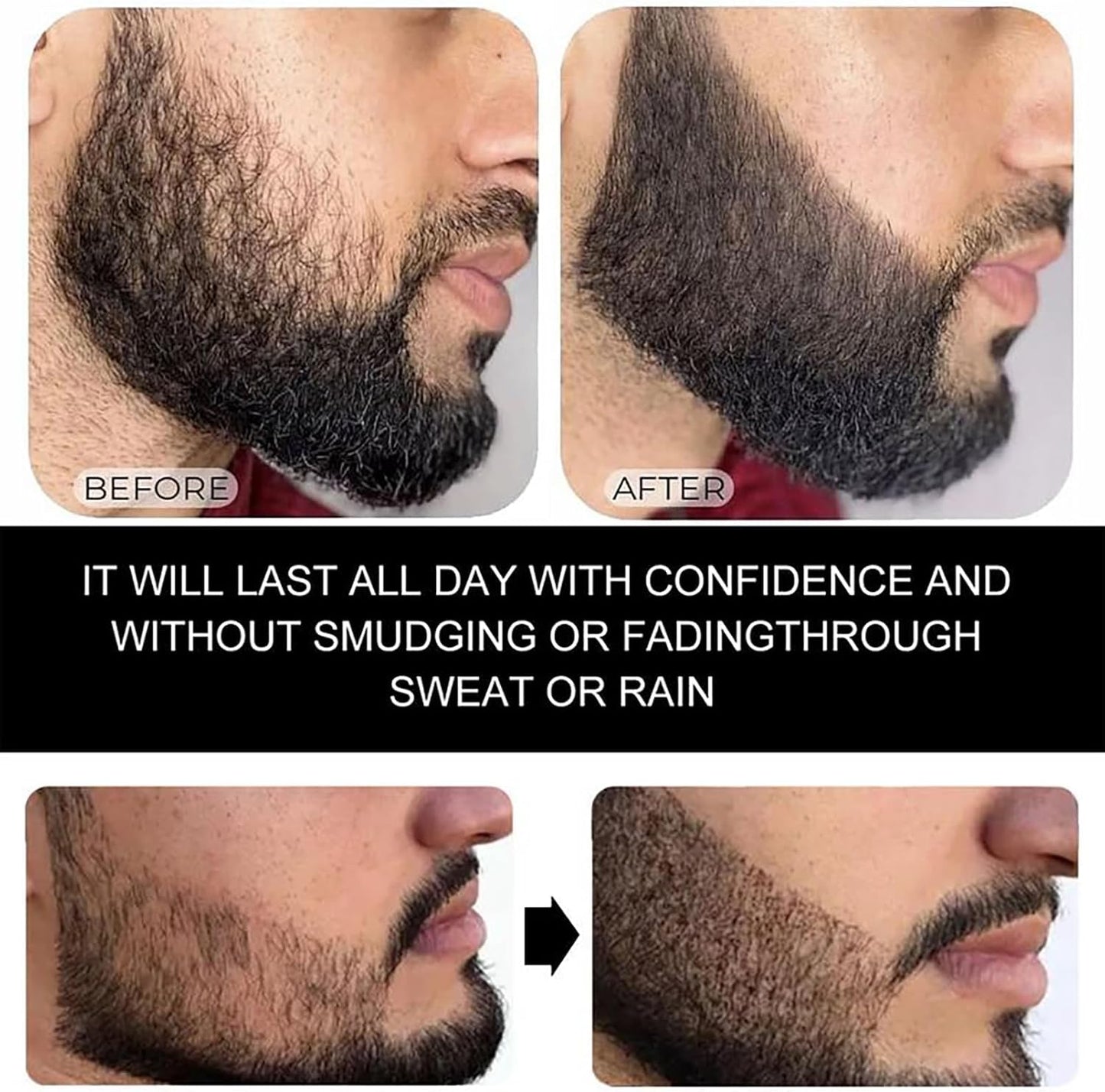 قلم تحديد اللحية للرجال، قلم لحية أسود، فرشاة لحية Crayon à barbe pour hommes, stylo à barbe noir, brosse à barbe