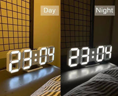 Horloge murale numérique 3D à LED Réveil de bureau moderne avec date